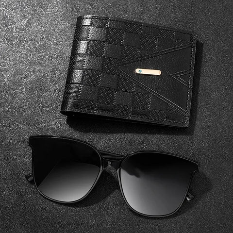 Fashion Men's Watch, Wallet and Glasses – Retro Black 