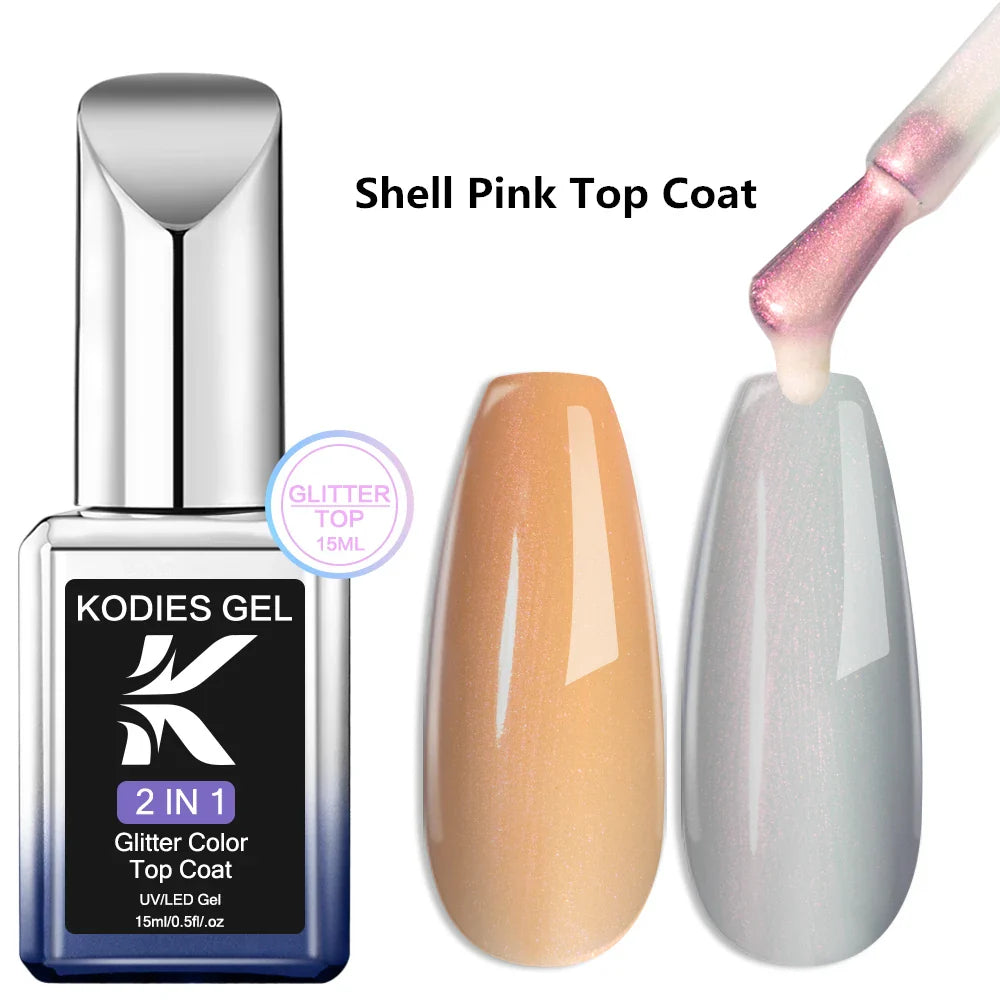Sparkling Glitter Top Coat No Wipe 15ML