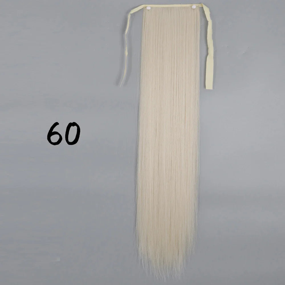55cm Synthetic Long Straight Wrap Around Ponytail Clip In Hair Extension