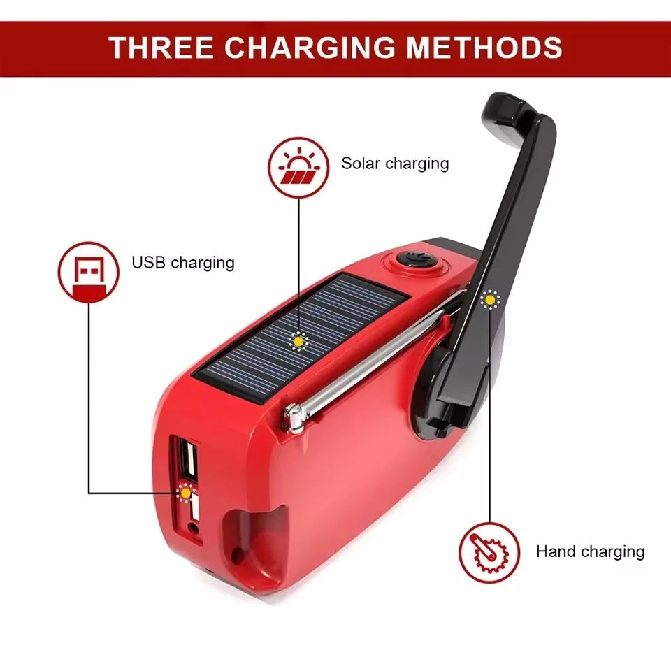 Multifunctional Solar Hand Crank Radio FM AM WB NOAA Weather Radio