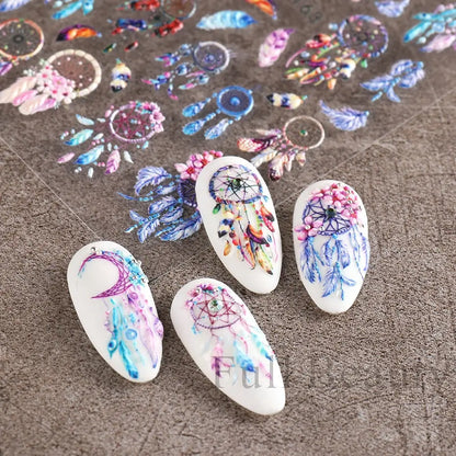 5D White Flower Embossed Nail Art Decals