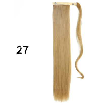 55cm Synthetic Long Straight Wrap Around Ponytail Clip In Hair Extension