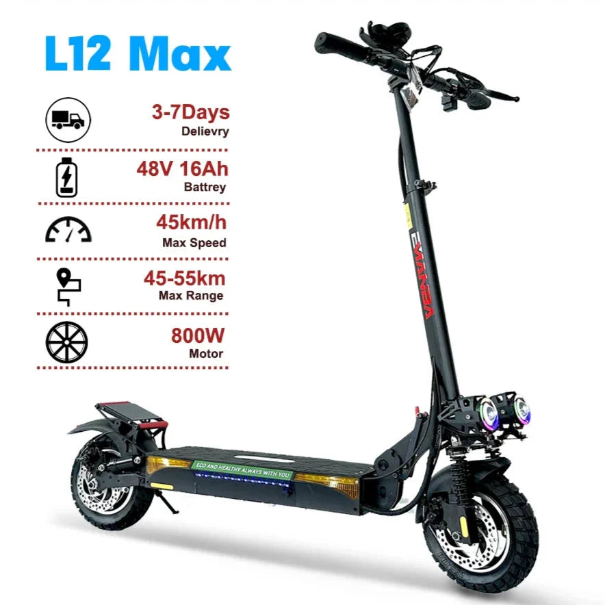 El Scooter 800W 48V Powerful 10 Inch Off-road Däck Max hastighet 45-55km/H Vikbar