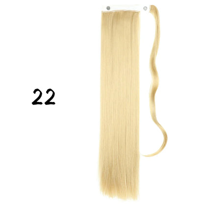 55cm Synthetic Long Straight Wrap Around Ponytail Clip In Hair Extension