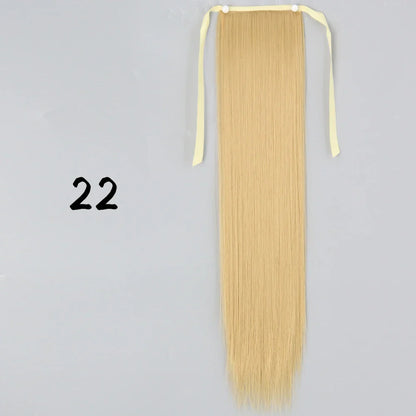 55cm Synthetic Long Straight Wrap Around Ponytail Clip In Hair Extension