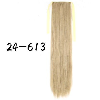55cm Synthetic Long Straight Wrap Around Ponytail Clip In Hair Extension