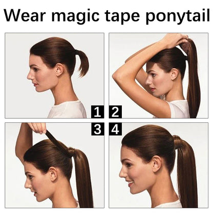 55cm Synthetic Long Straight Wrap Around Ponytail Clip In Hair Extension