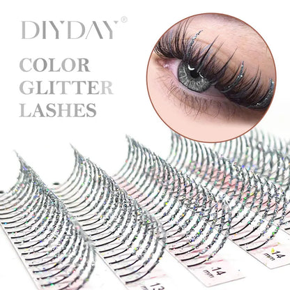 Sliver Golden Glitter Eyelash Extension Handmade Shinning Colored False Lashes Cosplay Fluffy Eyelashes for Makeup Beauty