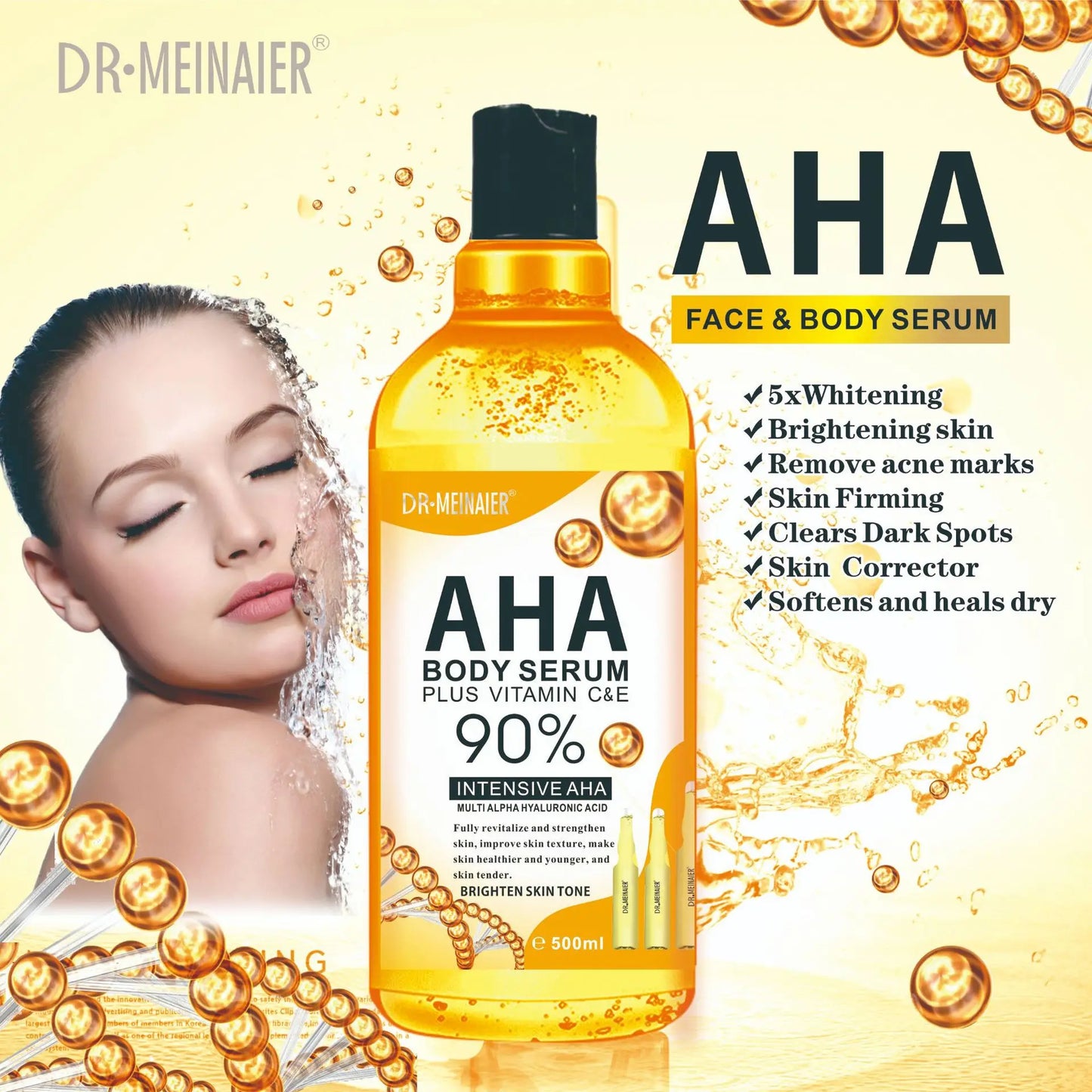 500ML Vitamin C AHA HYALURONIC &amp; NICOTINAMIDE Face Serum