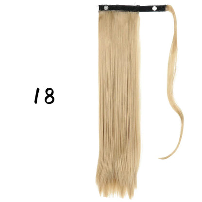 55cm Synthetic Long Straight Wrap Around Ponytail Clip In Hair Extension