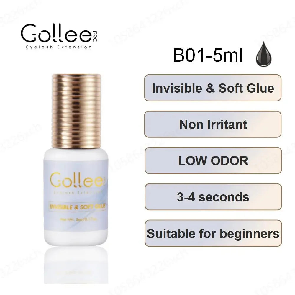 Gollee 5ml Eyelash Extension Glue 0.5 Second Fast Drying False Eye Lash Extension Glue Gollee Super Bonder Eyelash Glue Primer