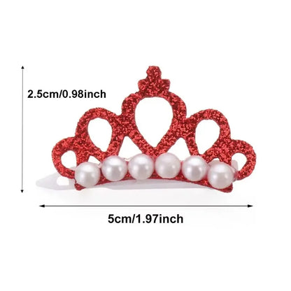 Puppy Fake Pearl Crown Bow Hair Clip Cute Pet Head Decoration