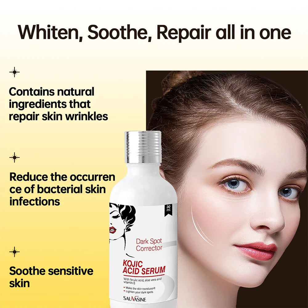 50g Kojic Acid Face Cream + 30ml Facial Serum Fade Dark Spots Brightening Skin Whitening Cream