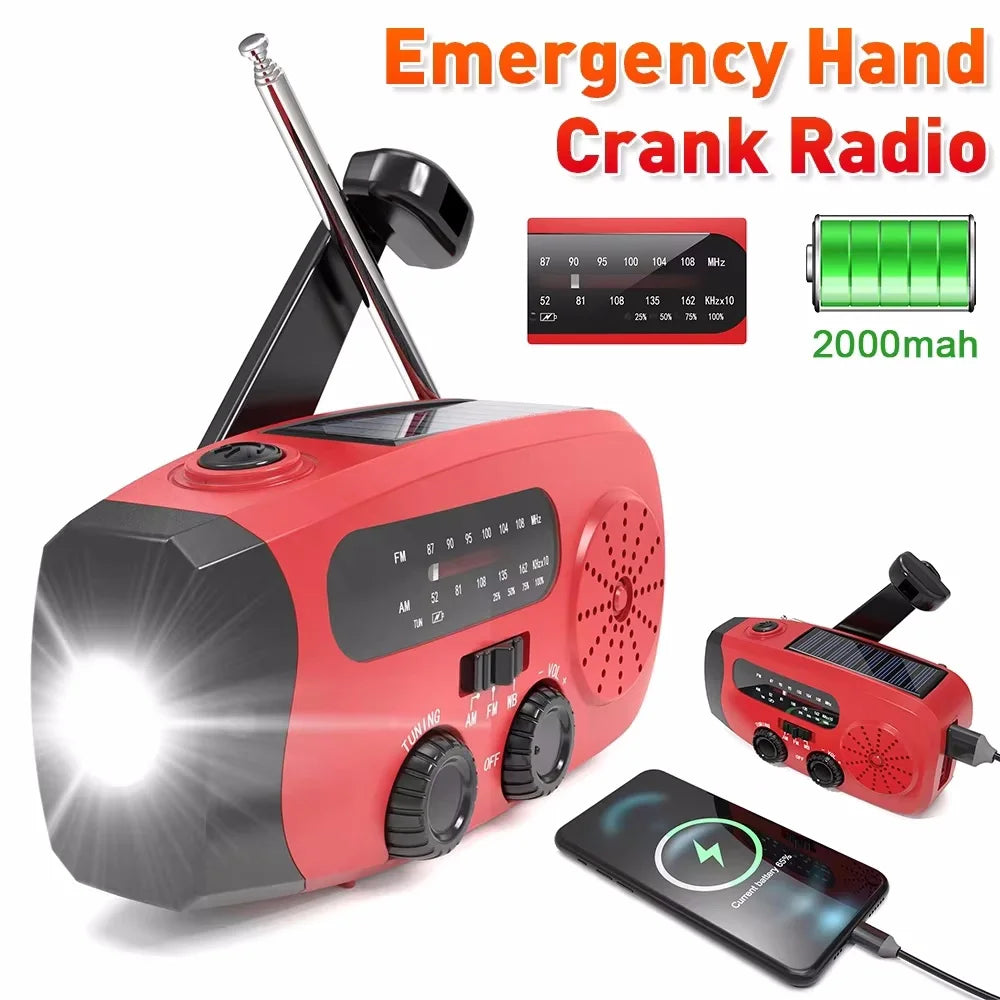 Multifunctional Solar Hand Crank Radio FM AM WB NOAA Weather Radio