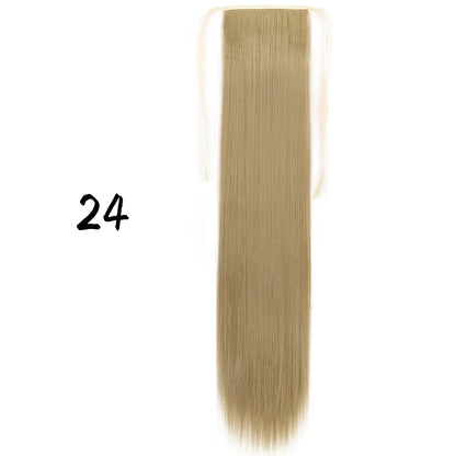 55cm Synthetic Long Straight Wrap Around Ponytail Clip In Hair Extension