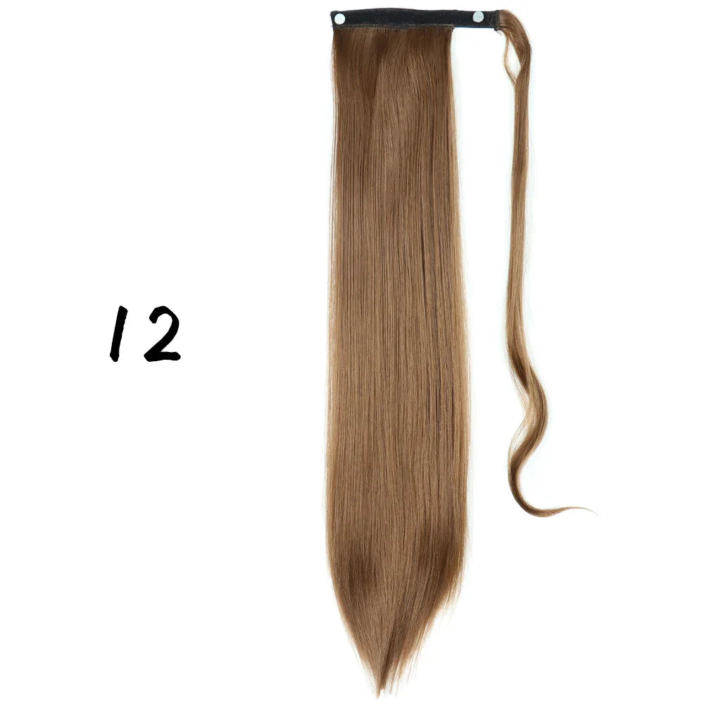 55cm Synthetic Long Straight Wrap Around Ponytail Clip In Hair Extension