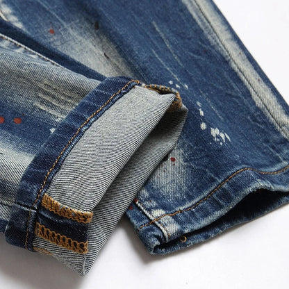 dsq071 Men's jeans Stretch complex wash water hand painted