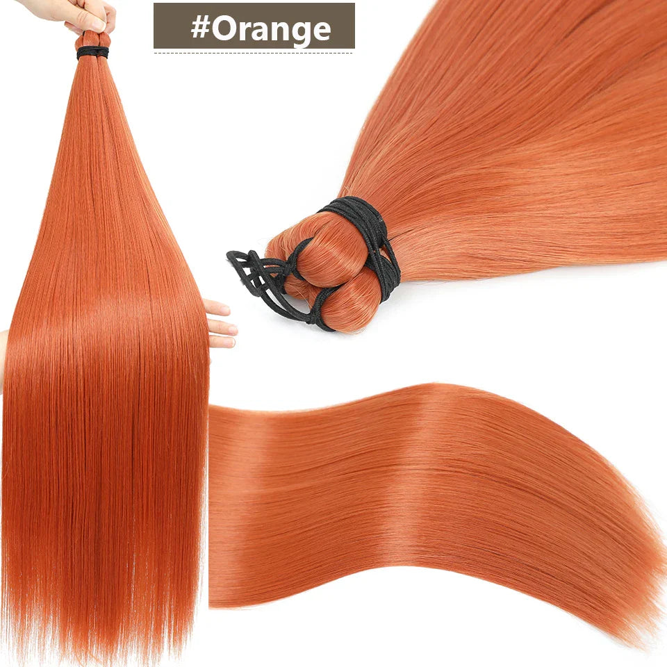 28 Inch Straight Hair Bundles Synthetic Braiding Hair