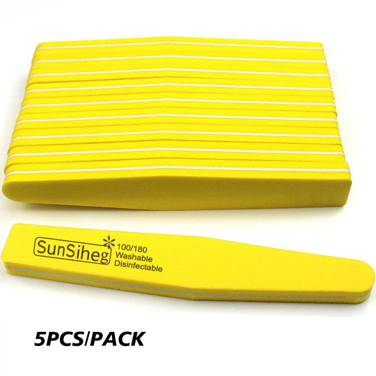 5 PCS/LOT Professional Nail Files Nail Buffer 100/180 Grit Sanding Polishing Grinding Manicure Nail Art Tools 6 Colors