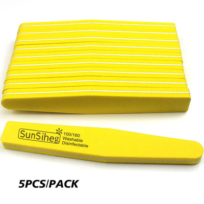 5 PCS/LOT Professional Nail Files Nail Buffer 100/180 Grit Sanding Polishing Grinding Manicure Nail Art Tools 6 Colors