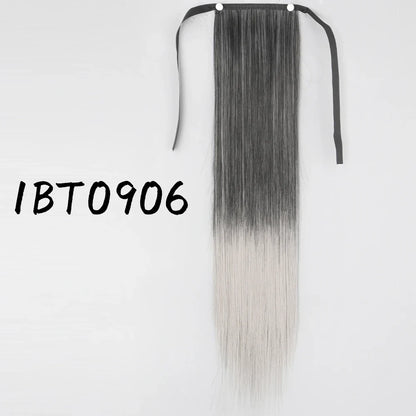 55cm Synthetic Long Straight Wrap Around Ponytail Clip In Hair Extension