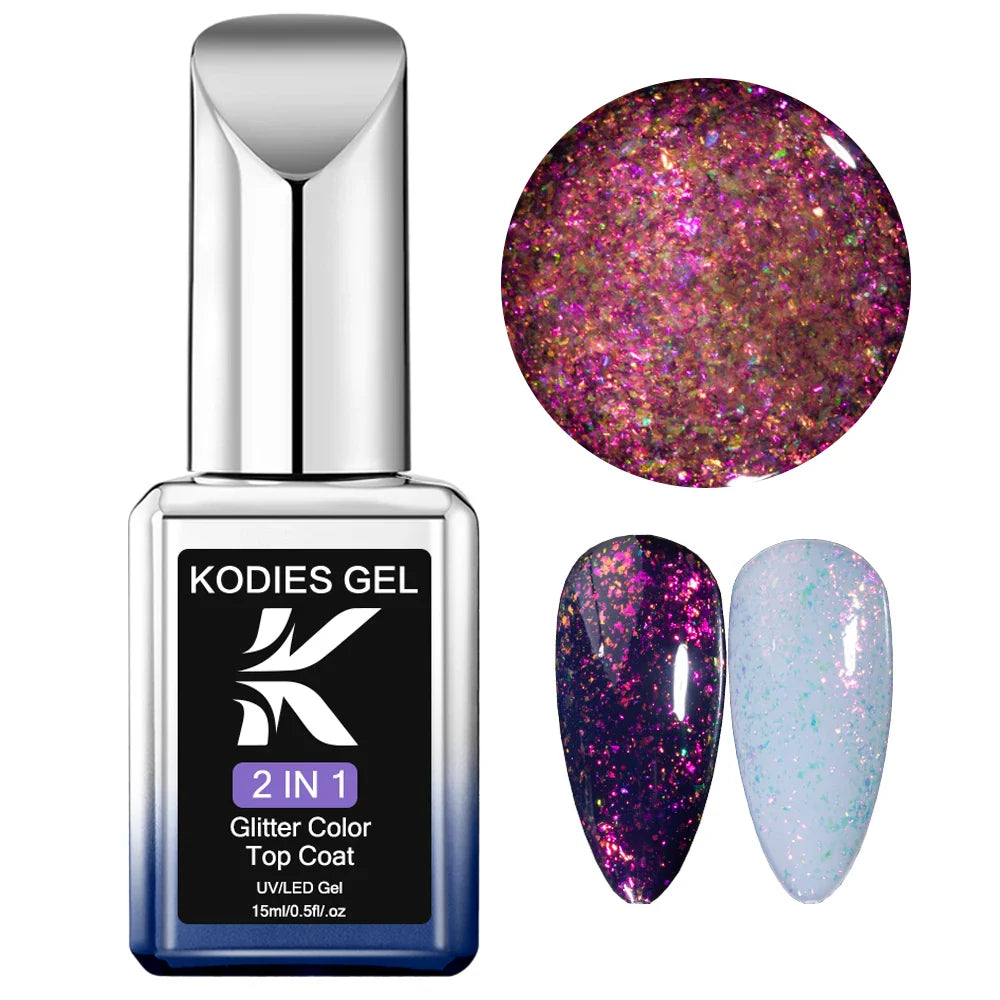 Sparkling Glitter Top Coat No Wipe 15ML