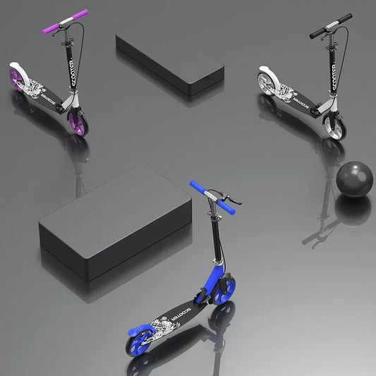 Manuell Vuxen skoter med hopfällbara två hjul och dubbla bromsar Design Antisladdpedaler för flexibel styrning