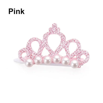 Puppy Fake Pearl Crown Bow Hair Clip Cute Pet Head Decoration