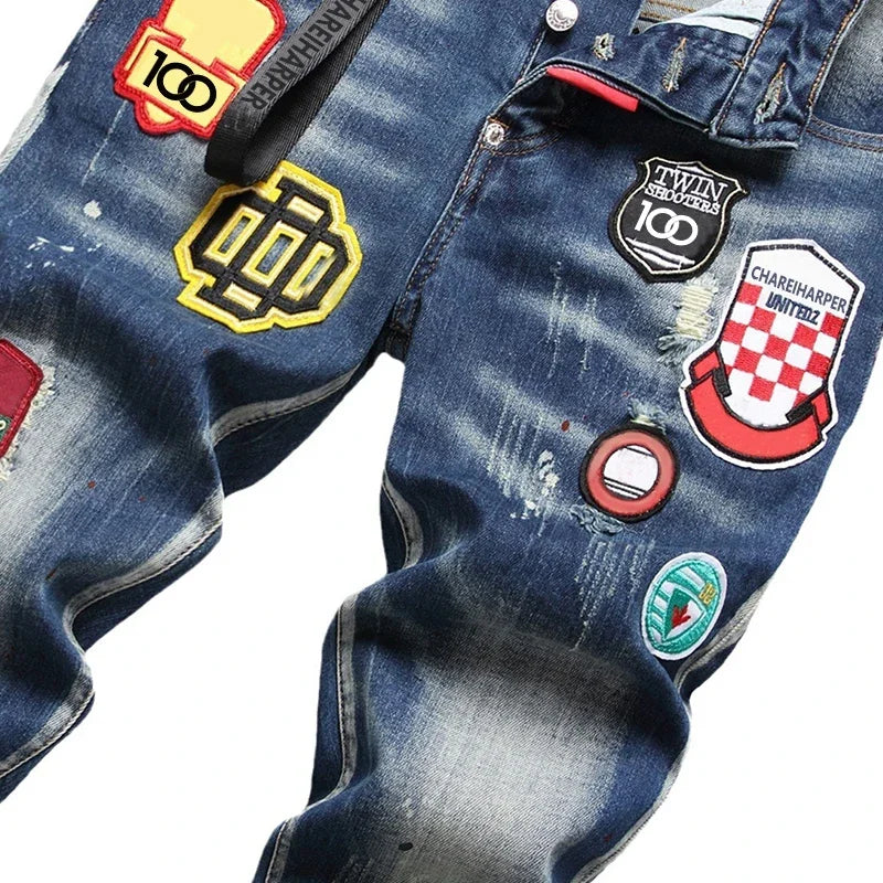 dsq071 Men's jeans Stretch complex wash water hand painted