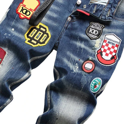 dsq071 Men's jeans Stretch complex wash water hand painted