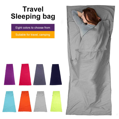 Outdoor Sleeping Bag Lining with Pillowcase Polyester Travel Sheet