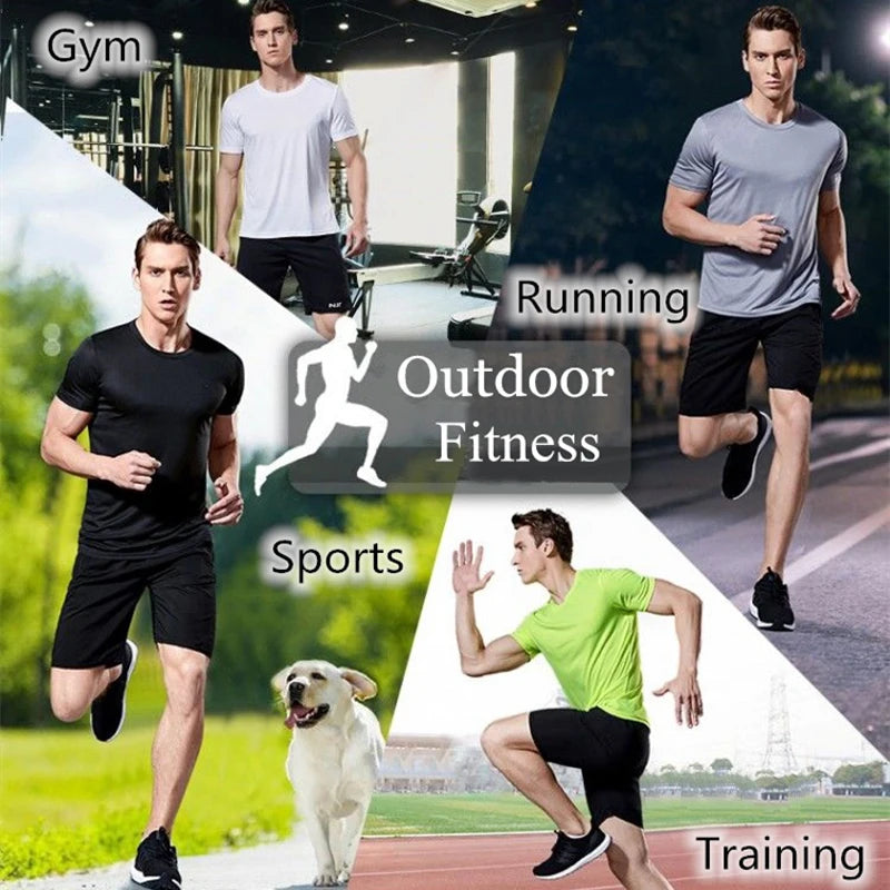 Herr Snabbtorkande Kortärmad Gym Löpning Fukttransporterande Rund Hals