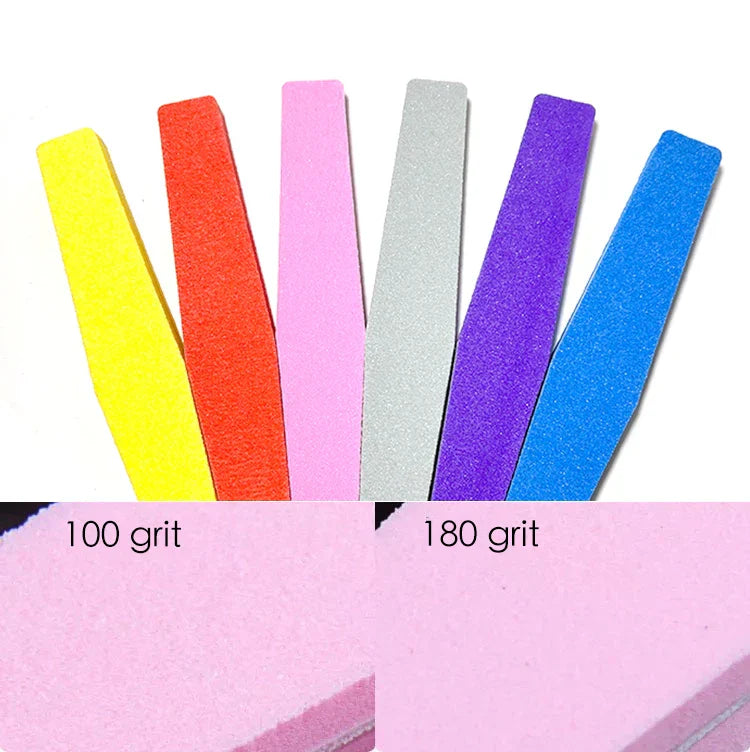 5 PCS/LOT Professional Nail Files Nail Buffer 100/180 Grit Sanding Polishing Grinding Manicure Nail Art Tools 6 Colors