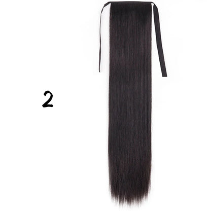55cm Synthetic Long Straight Wrap Around Ponytail Clip In Hair Extension