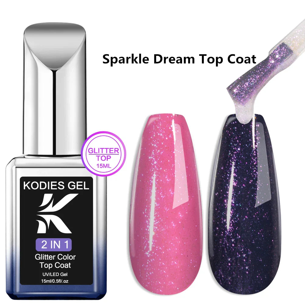 Sparkling Glitter Top Coat No Wipe 15ML