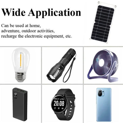 30W Solar Panel With USB Waterproof Outdoor Hiking and Camping Portable Battery Mobile Phone Charging Bank Charging Panel 6.8V
