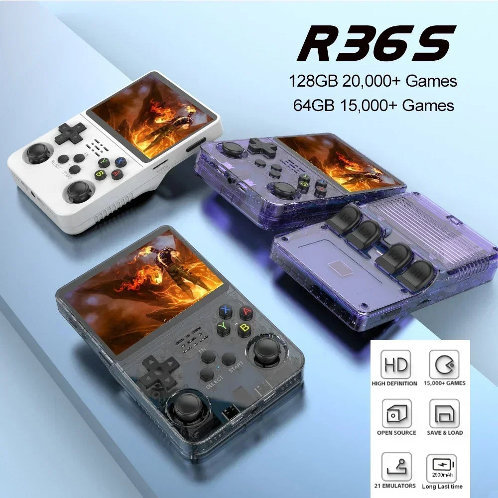 Retro Handheld Game Console with Linux System and 3.5 Inch IPS Screen BOYHOM NEW R36S 