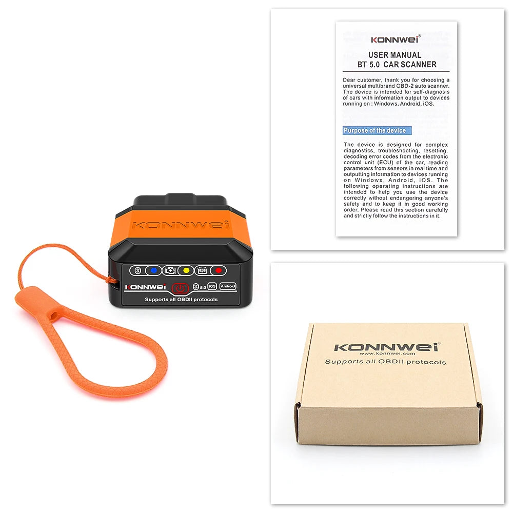 Car Scanner Bluetooth 5.0 for Android/IOS KONNWEI KW905 OBD2 – Engine Diagnostic Tool 