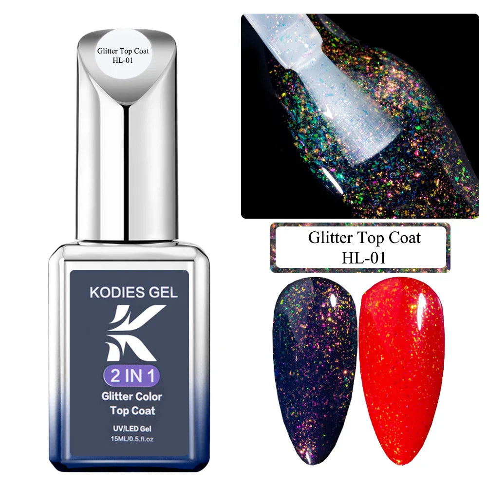 Sparkling Glitter Top Coat No Wipe 15ML