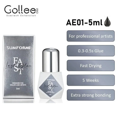 Gollee 5ml Eyelash Extension Glue 0.5 Second Fast Drying False Eye Lash Extension Glue Gollee Super Bonder Eyelash Glue Primer