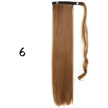55cm Synthetic Long Straight Wrap Around Ponytail Clip In Hair Extension