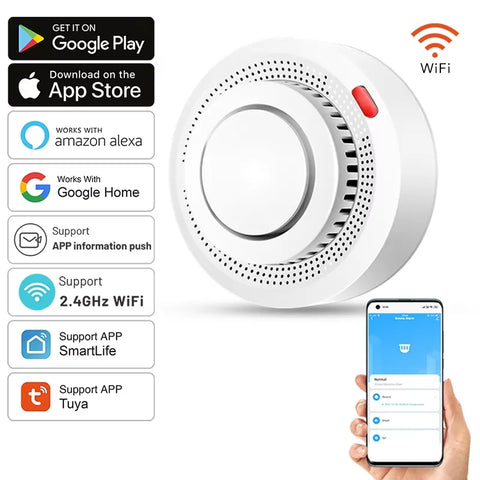 Tuya Smart WiFi Smoke Sensor – Fire Protection and Smoke Detector with 85 dB Alarm