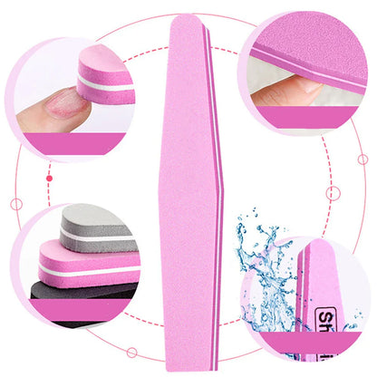 5 PCS/LOT Professional Nail Files Nail Buffer 100/180 Grit Sanding Polishing Grinding Manicure Nail Art Tools 6 Colors