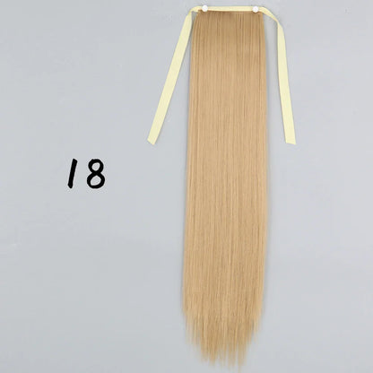 55cm Synthetic Long Straight Wrap Around Ponytail Clip In Hair Extension