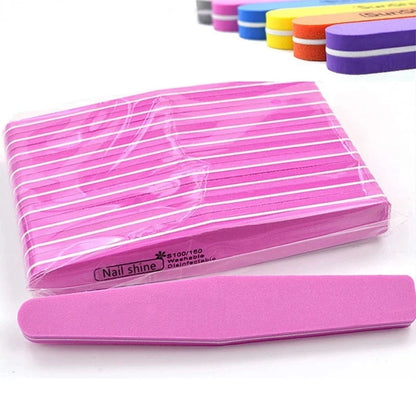 5 PCS/LOT Professional Nail Files Nail Buffer 100/180 Grit Sanding Polishing Grinding Manicure Nail Art Tools 6 Colors