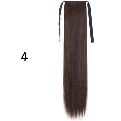 55cm Synthetic Long Straight Wrap Around Ponytail Clip In Hair Extension