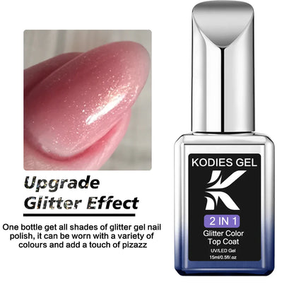 Sparkling Glitter Top Coat No Wipe 15ML