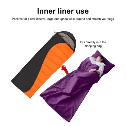 Outdoor Sleeping Bag Lining with Pillowcase Polyester Travel Sheet