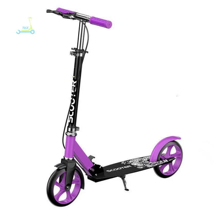 Manuell Vuxen skoter med hopfällbara två hjul och dubbla bromsar Design Antisladdpedaler för flexibel styrning