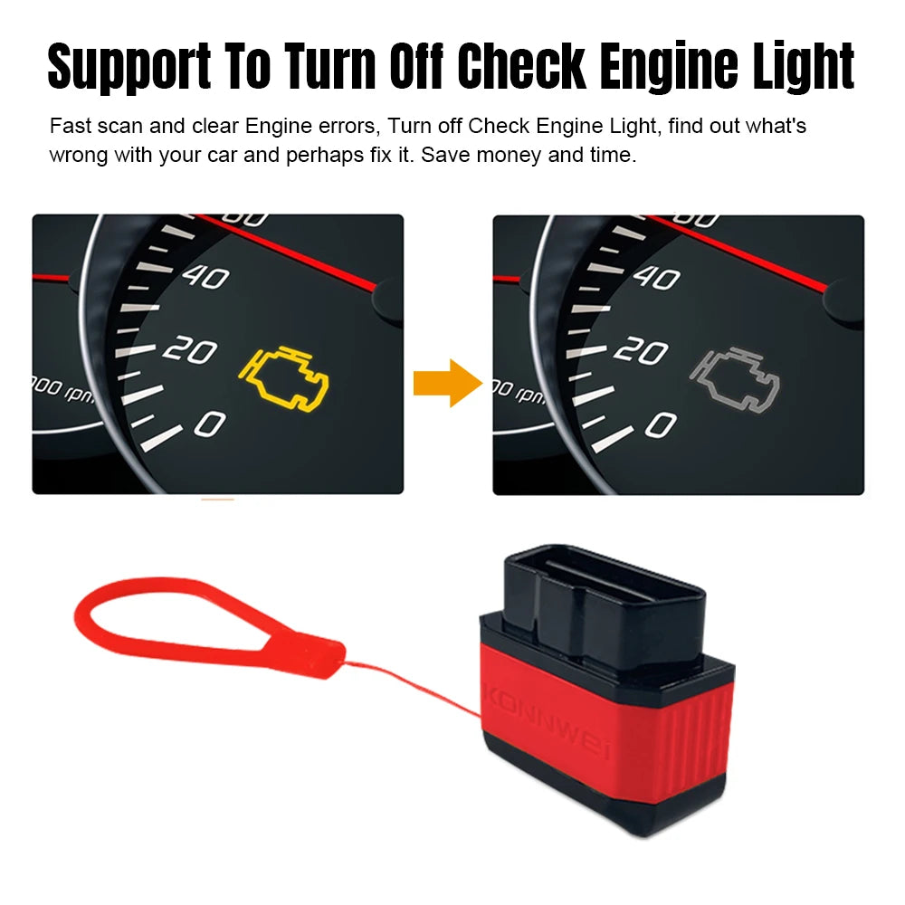 Car Scanner Bluetooth 5.0 for Android/IOS KONNWEI KW905 OBD2 – Engine Diagnostic Tool 
